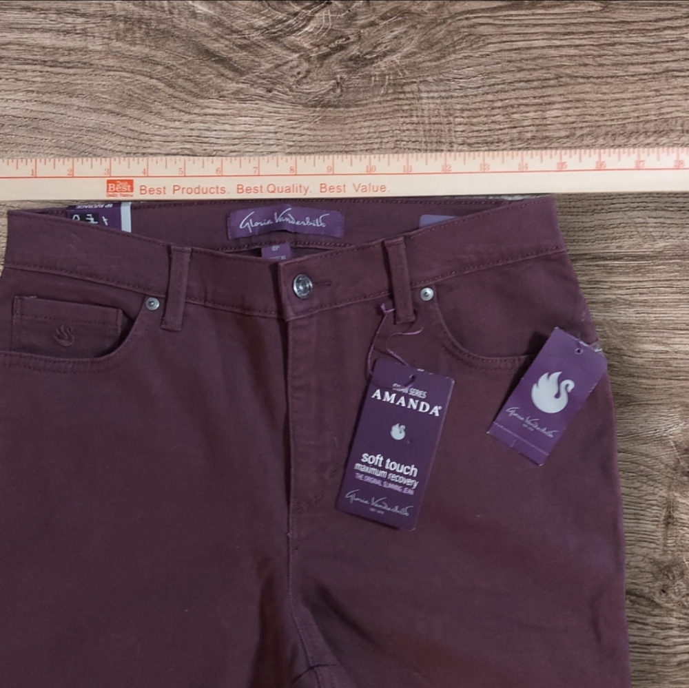 GLORIA VANDERBILT AMANDA THE ORIGINAL SLIMMING JEAN WOMEN'S SIZE 8 SHORT WINE - Picture 13 of 13